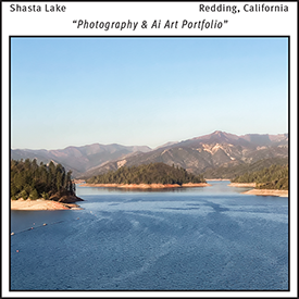 A Photograph of Shasta Lake in Redding, California.