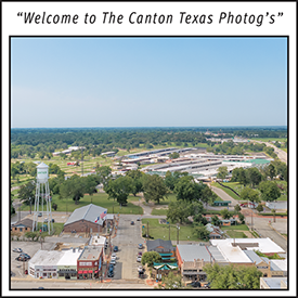 An aerial view of Canton, Texas with the famous First Monday Trade Days in the background.